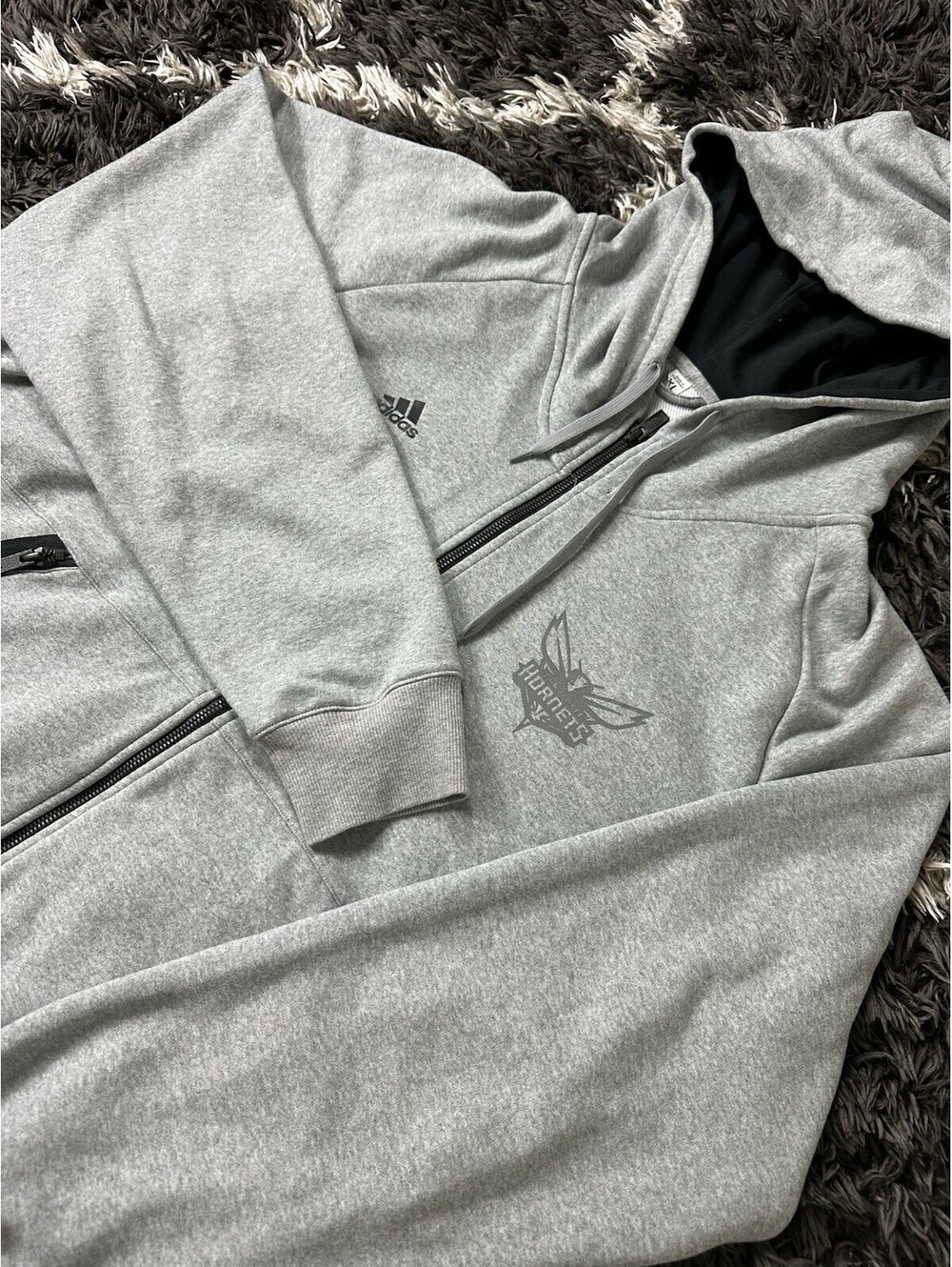 Adidas Charlotte Hornets Full Zip Hoodie Gray Black Men's Size XL Jacket
